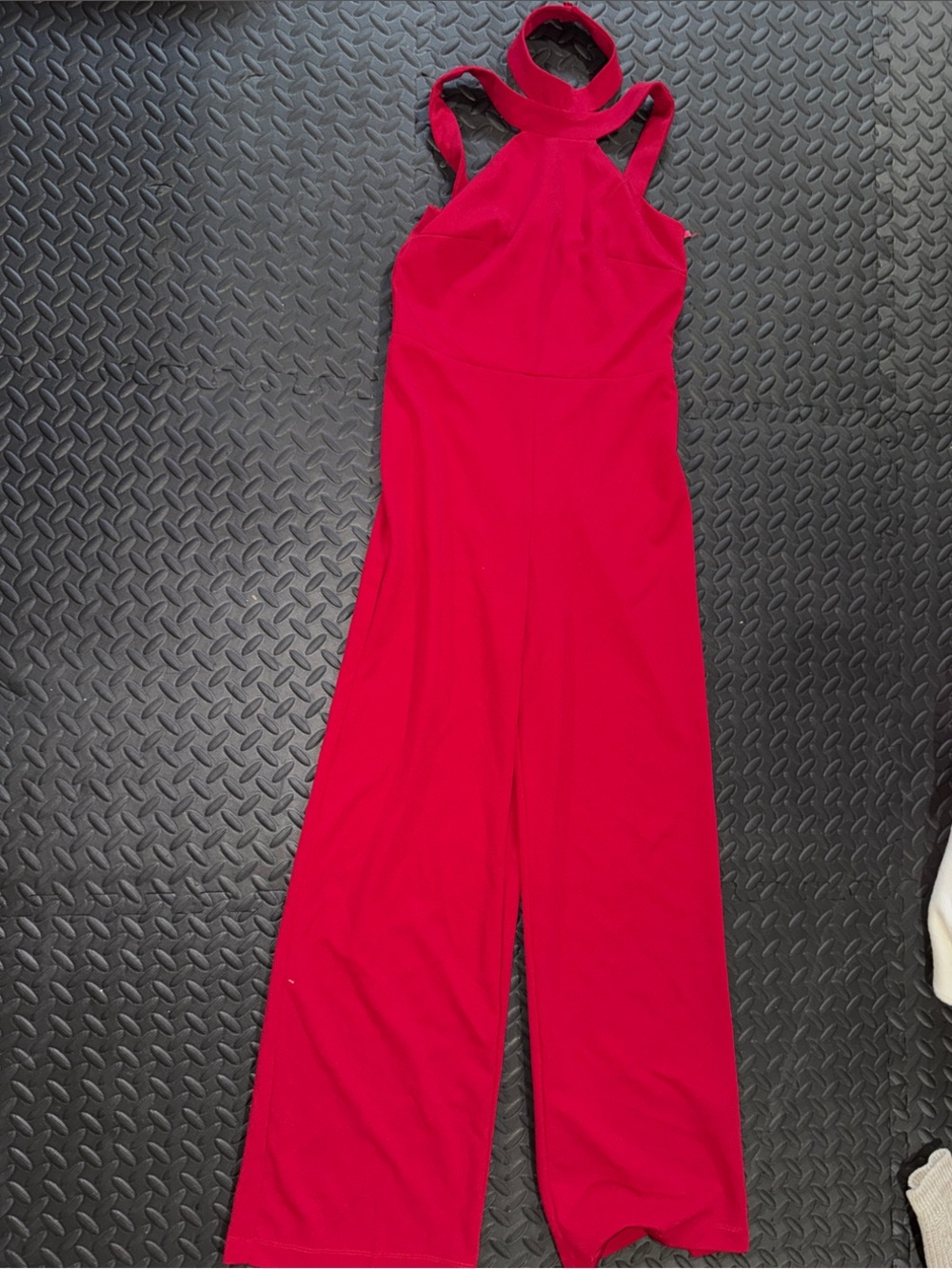 bebe Red Halter Wide-Leg Jumpsuit